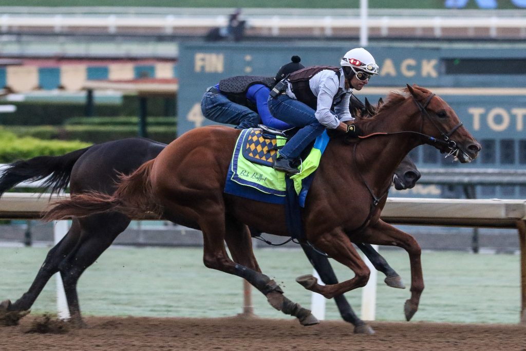 Taiba working at Santa Anita, Ernie Belmonte, Past The Wire