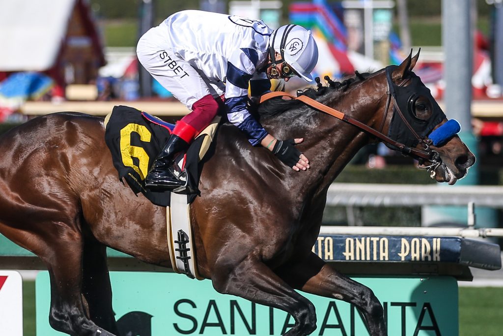 Frankie Dettori begins his Fanfare at Santa Anita winning the San Antonio aboard Country Grammer for Bob Baffert, Ernie Belmonte, Past The Wire