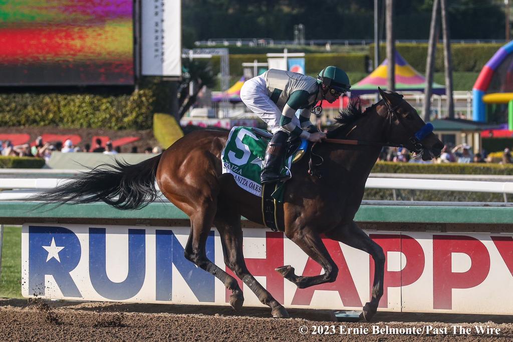 Faiza gallops in the Grade 1 Santa Anita Oaks but will pass the Kentucky Oaks, Ernie Belmonte, Past the Wire