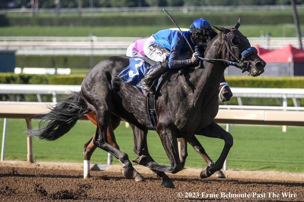 Kirstenbosch wins at Santa Anita opening day, Ernie Belmonte, Past the Wire