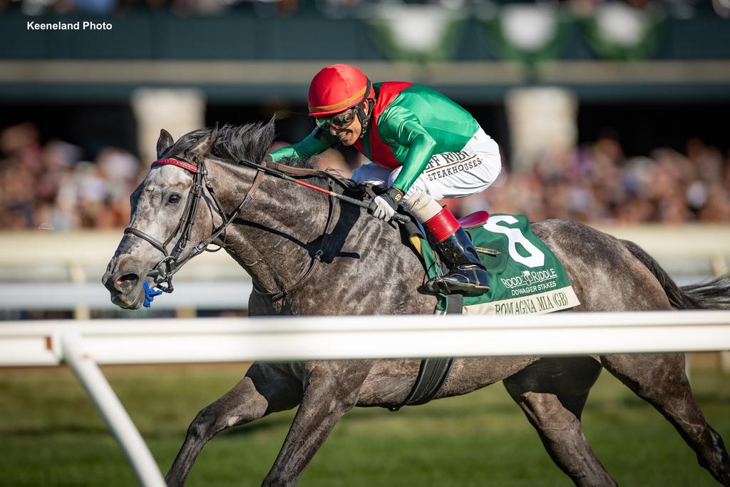 Romagna Mia was the victor with a three-length romp Oct. 22 in the Dowager (G3). (Keeneland Photo)