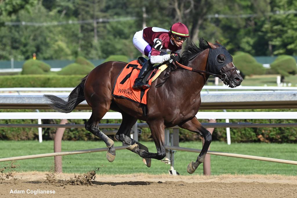 Stage Raider handily winning an allowance at Saratoga July 23, 2022. (Adam Coglianese)