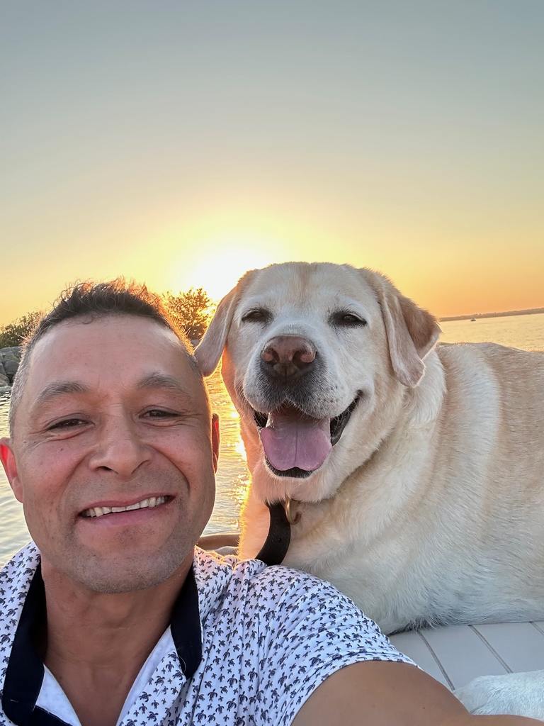 Harold and his dog. (photo courtesy of Harold Ladouceur)