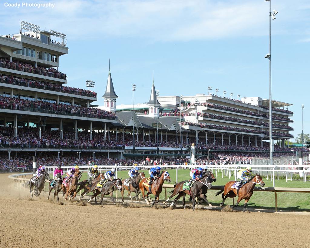 Pretty Mischievous sweeping her way to victory in the Longines Kentucky Oaks Churchill Downs. (Coady Photography)