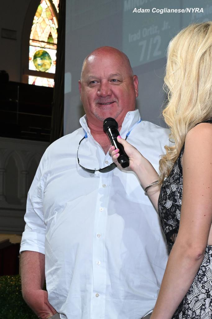 Kenny McPeek at the 2024 Belmont Stakes draw. (Adam Coglianese/NYRA)
