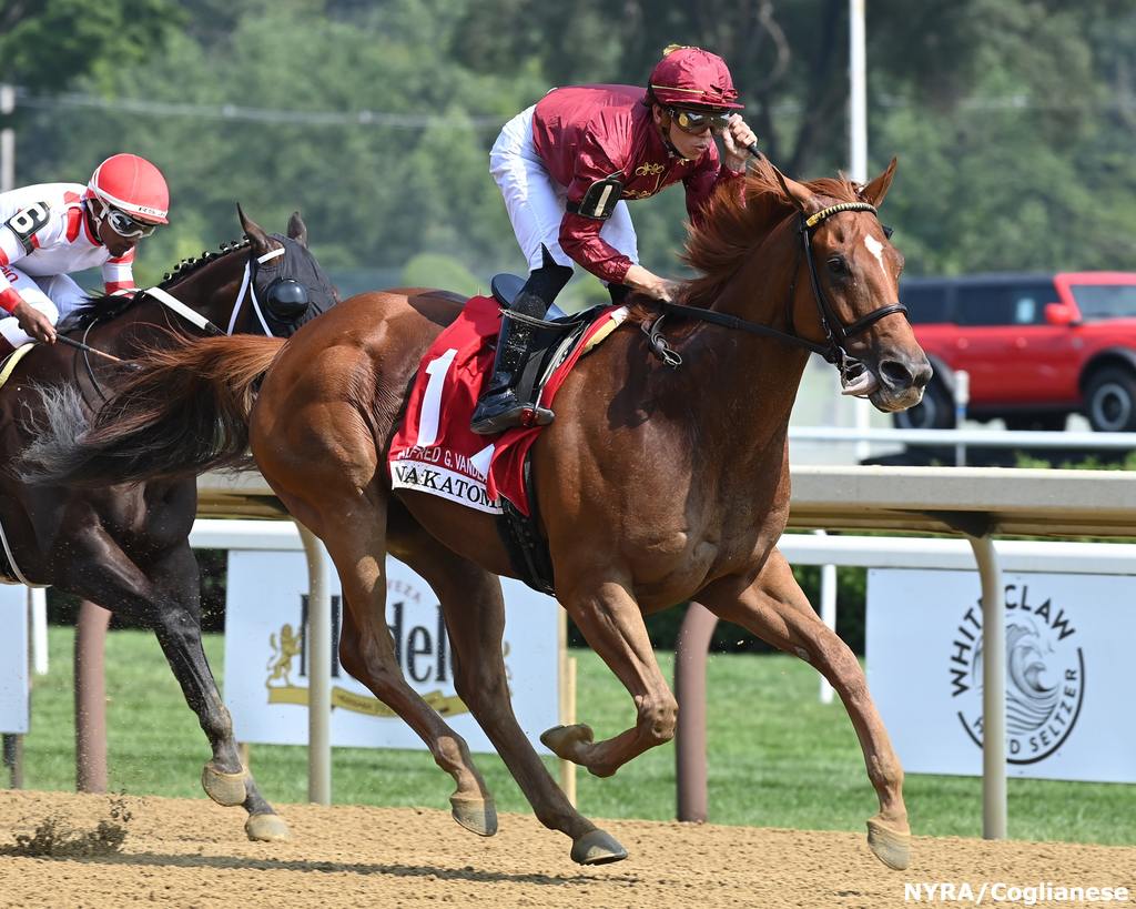 Nakatomi winning the Vanderbilt. (Adam Coglianese/NYRA)