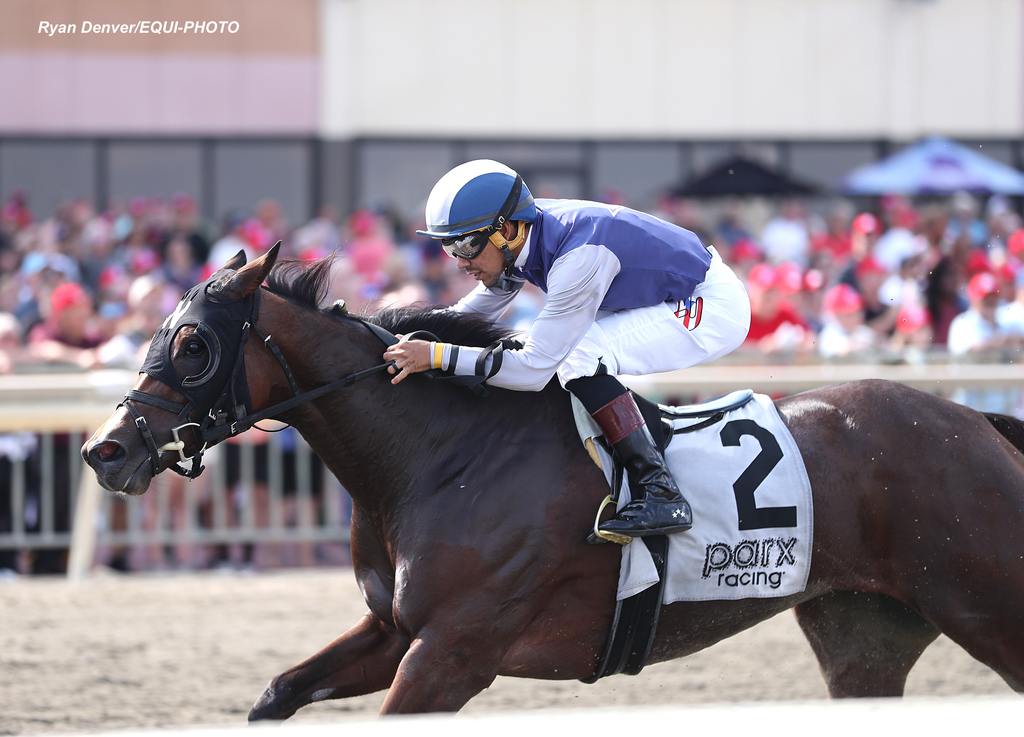 Brizna winning at Parx Racing in Bensalem, PA on September 21, 2024. Photo by Ryan Denver/EQUI-PHOTO.