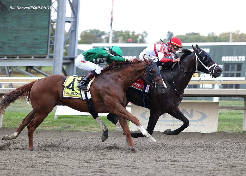 Bentornato #1 with Irad Ortiz, Jr. riding won the $400,000 Grade II Gallant Bob Stakes at Parx Racing in Bensalem, PA on September 21, 2024. Photo by Bill Denver/EQUI-PHOTO.