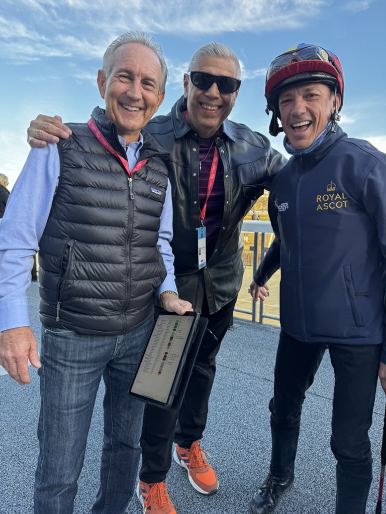 Three legends of Horse Racing, Jerry Bailey, Champion Jockey and all time great, John Stettin, the Pick 6 King and Past the Wire founder, and the great "Frankie" Frankie Dettori one of the best to ever do it world wide!, Past the Wire photo taken by another legend, John Gosden