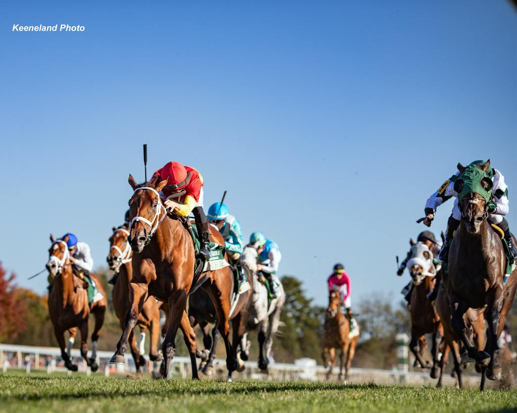 Luan and Chop Chop go head-to-head with Forever After All. (Keeneland Photo)