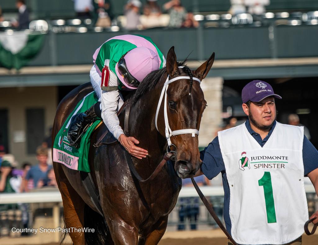 Florent Groux gives the big mare a big hug post victory. (Courtney Snow/Past The Wire)