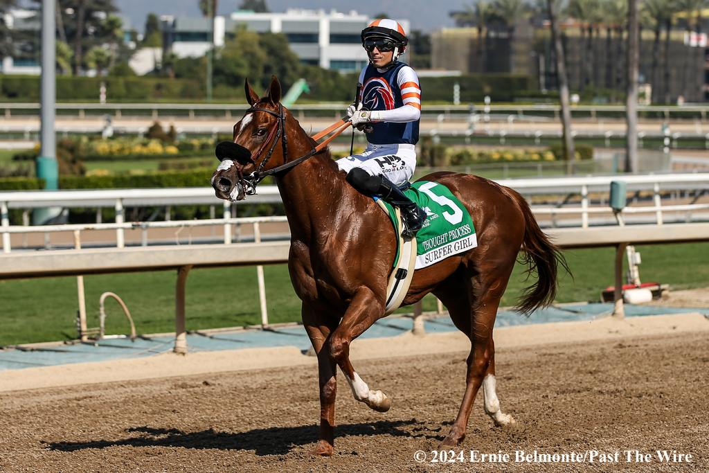 Berrios and Thought Process prance off to the winner's circle. (Ernie Belmonte/Past The Wire