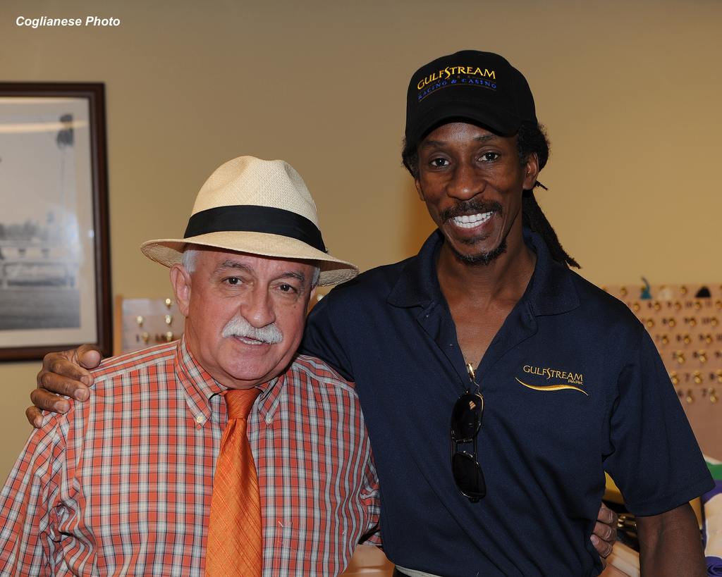 Victor Sanchez, Clerk Of Scales (left), and  Messiah. (Coglianese Photo)