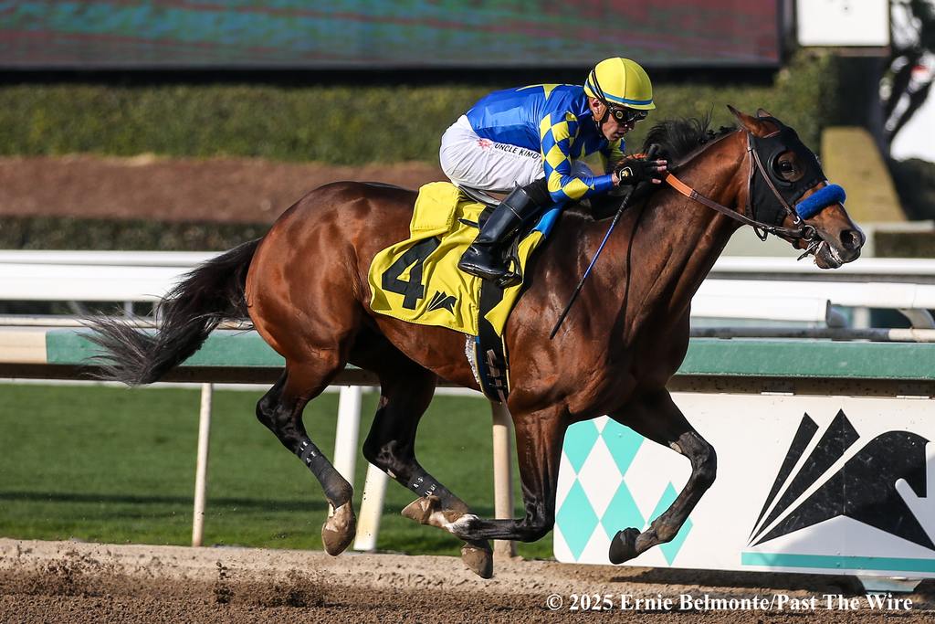 Mirahmadi winning an allowance at Santa Anita Jan 4 (Ernie Belmonte/Past The Wire)