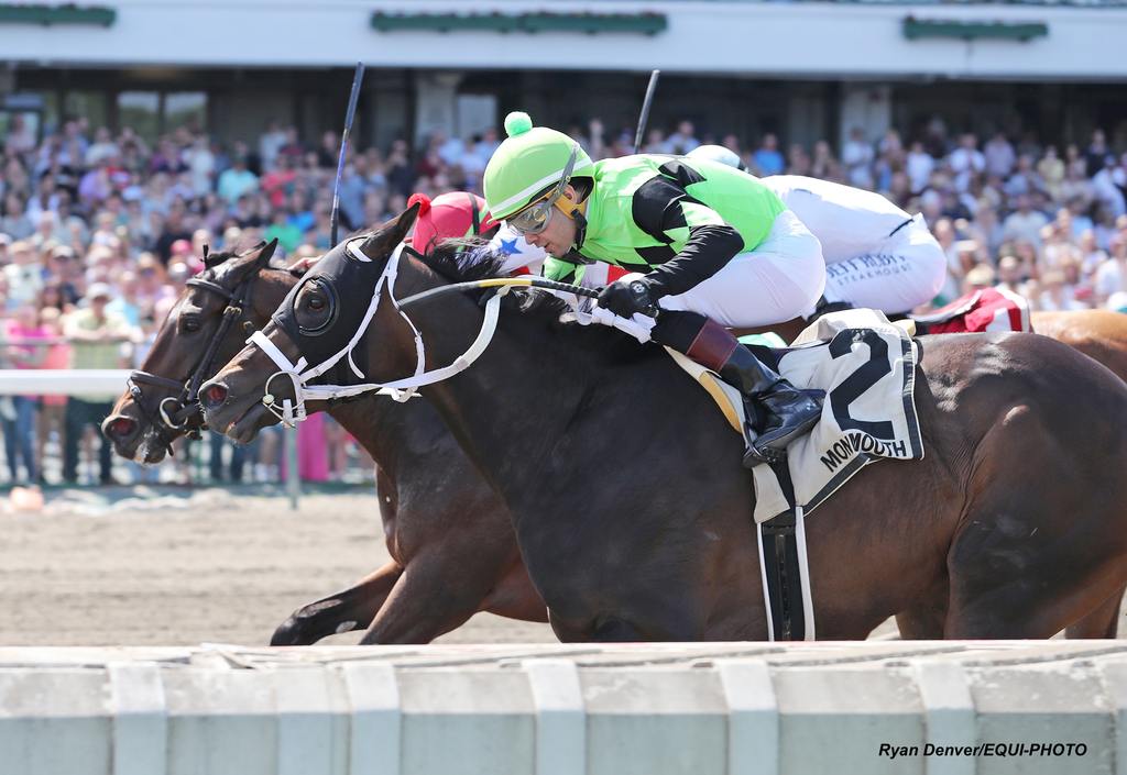 Takethemoneyhoney battling for the lead. (Ryan Denver/EQUI-PHOTO)