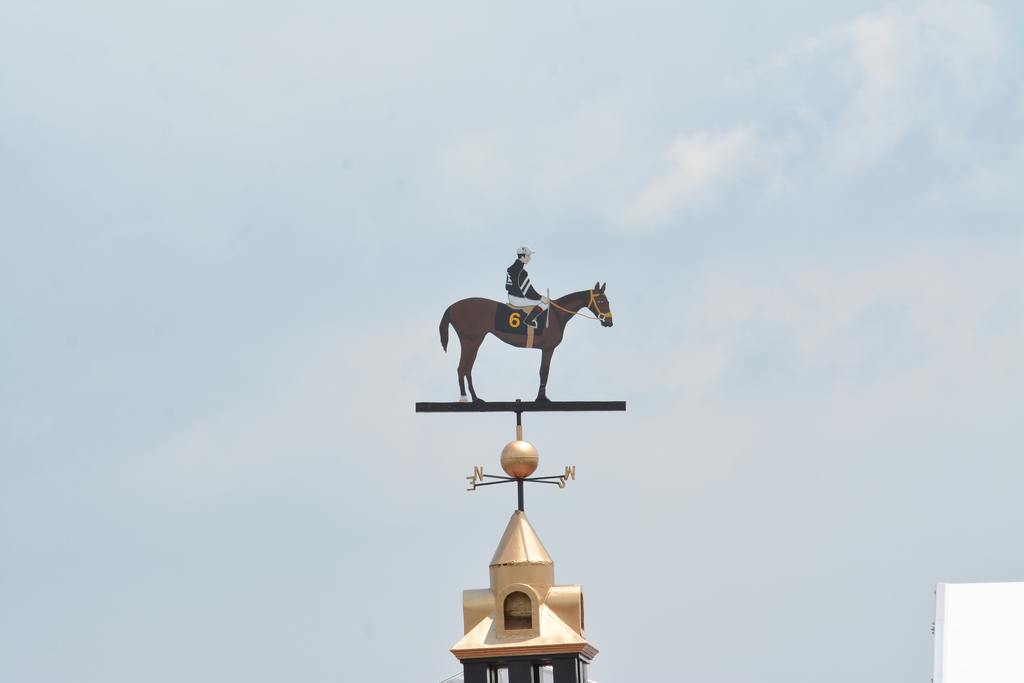 The iconic weathervane awaked the Preakness winner's colors. (Barbara Singer/PastTheWire)