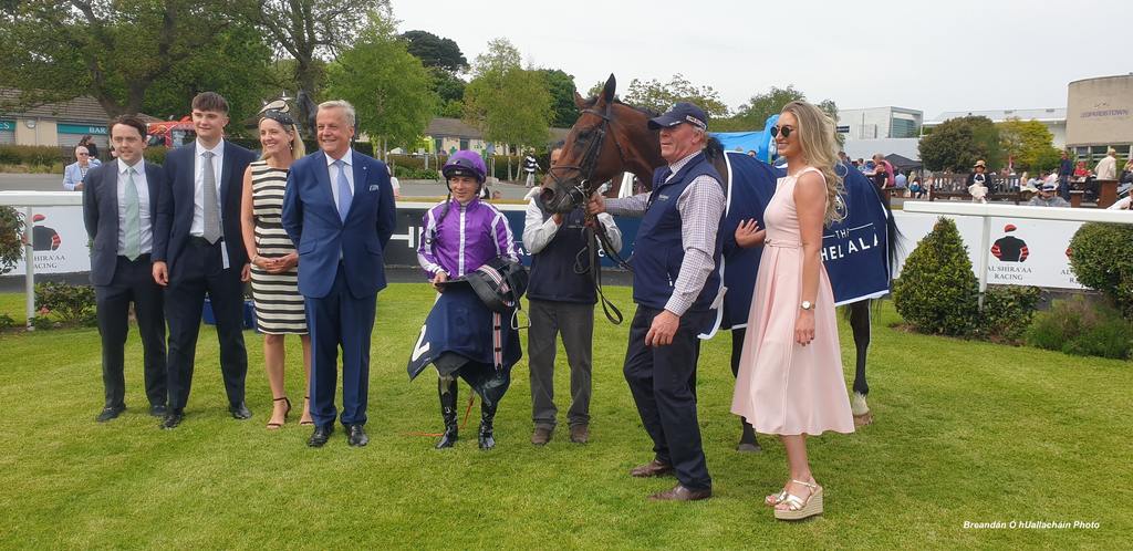 Winning connections delight in the success of Delacroix. (Photo by Breandán Ó hUallacháin)