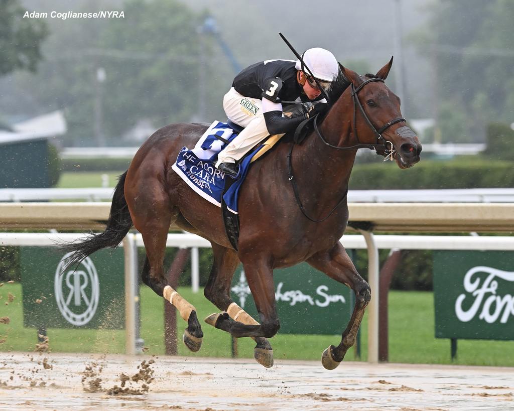 La Cara sprints away for the Acorn victory. (Adam Coglianese/NYRA)