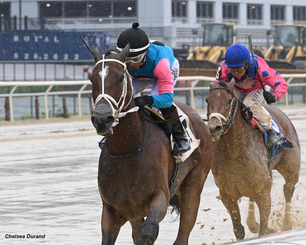 Mischief Lady cruises with Santana, Jr., aboard. (Adam Coglianese/NYRA)