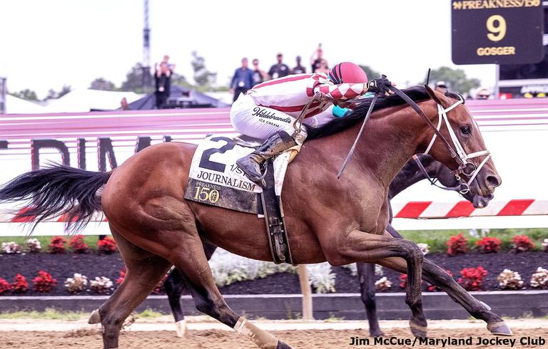 Journalism wins the Preakness (G1) May 17 at Pimlico (Jim McCue/Maryland Jockey Club)
