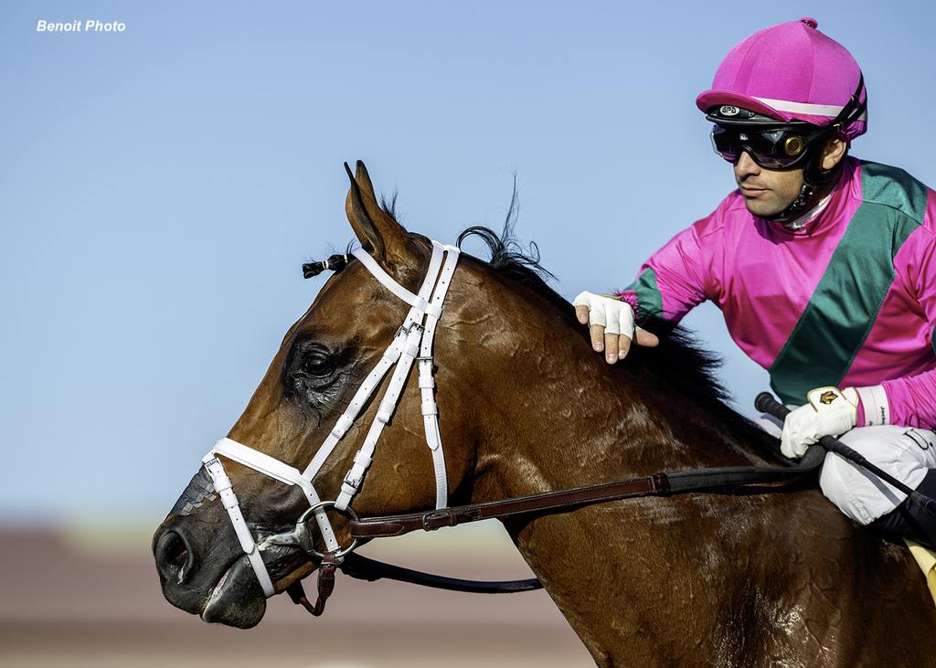 Rispoli shows appreciation after the victory aboard Formidable Man. (Benoit Photo)