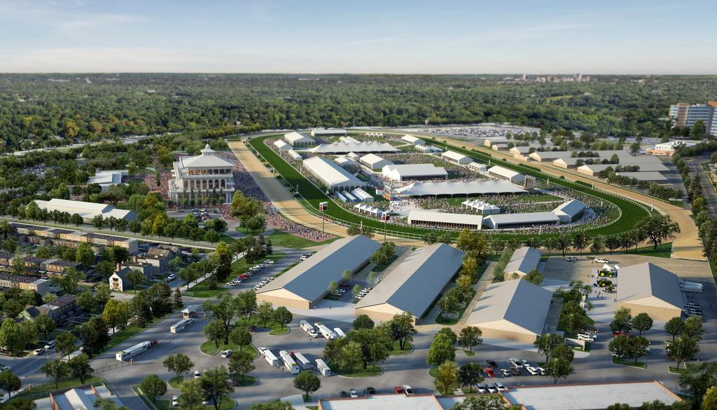 An architectural rendering of proposed new Pimlico shows a small Victorian flavored clubhouse. (MSA Image)