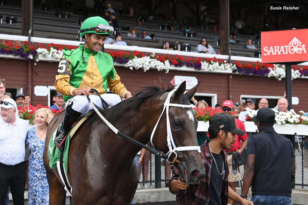 Luis Saez was all smile after the victory. (Susie Raisher)