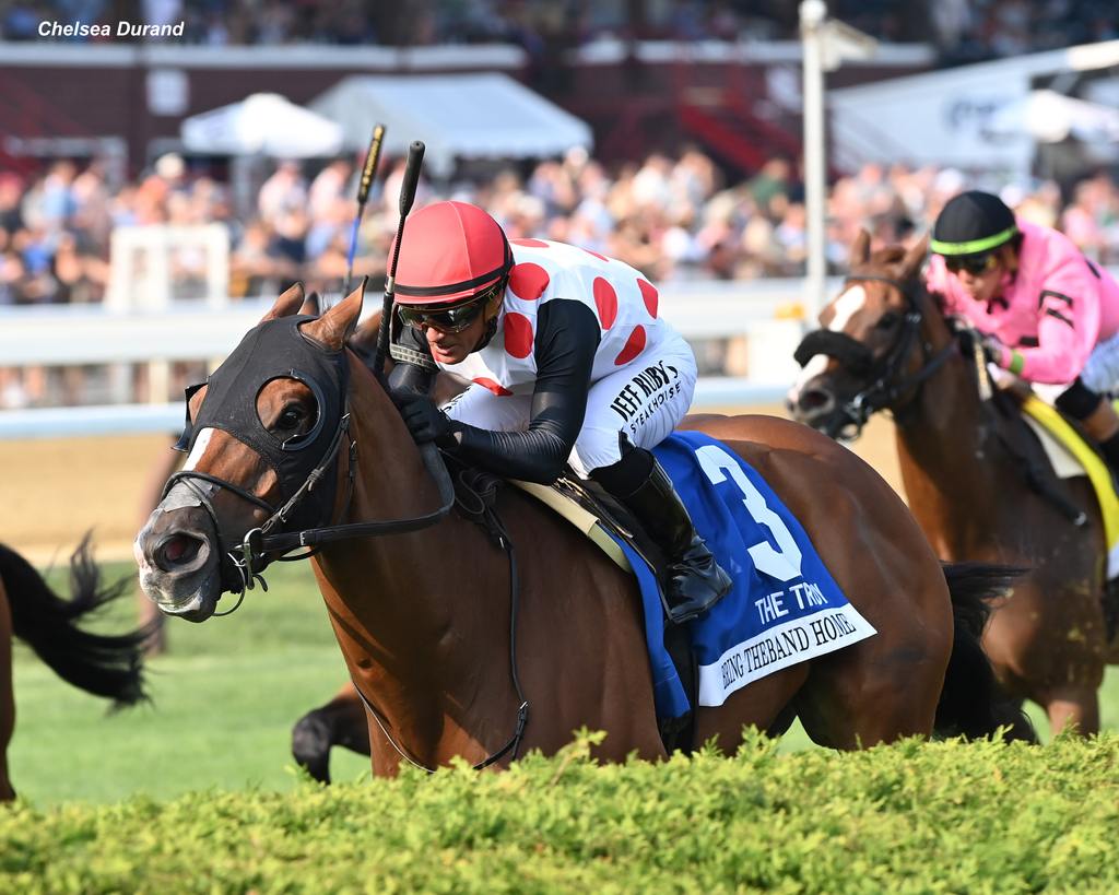 Bring Theband Home with Castellano up skimming the hedge. (Chelsea Durand)