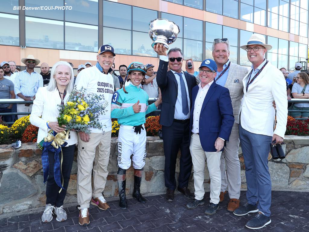 Clicquot’s connections celebrate victory. (Bill Denver/EQUI-PHOTO)