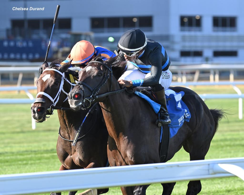 Ready for Candy (#3 inside) battles #7 Paradise City. (Adam Coglianese/NYRA)