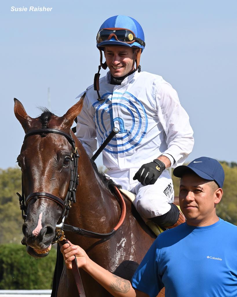 Flavien Prat aboard Whiskey Decision. (Susie Raisher)