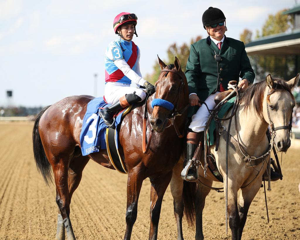 Barnes with Jose Ortiz up head to the new winner’s circle. (Keeneland Photo)