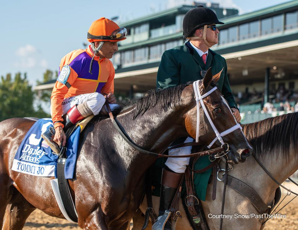 Tommy Jo and John Velazquez head to the new Keeneland Winner's Circle. (Courtney Snow/Past The Wire)