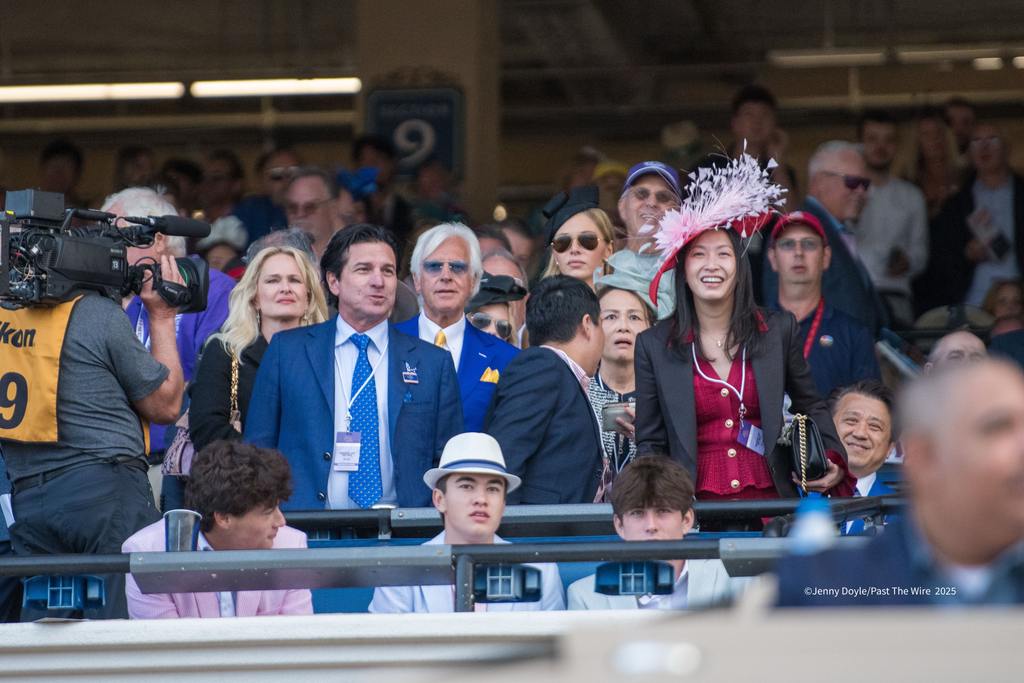 Baffert and Team waiting for the photo results. (Jenny Doyle/Past The Wire)