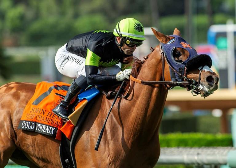 Gold Phoenix going. In the San Luis Rey Stakes, Benoit Photo