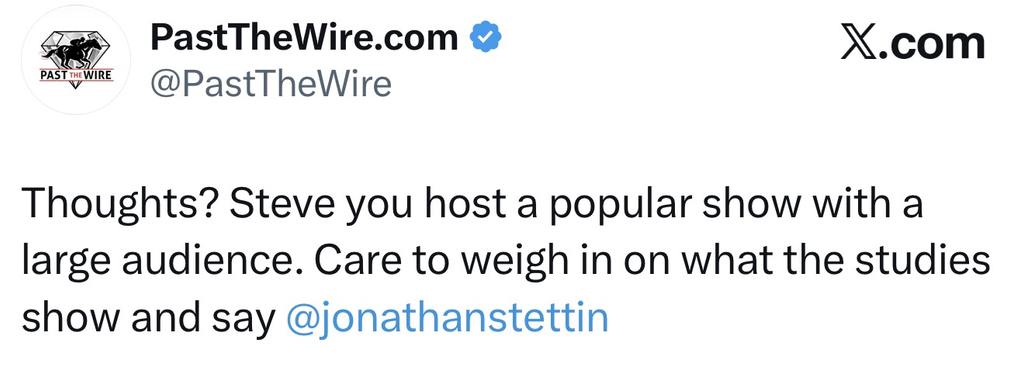 "Unanswered question posed to Steve Byk on X by Past the Wire"