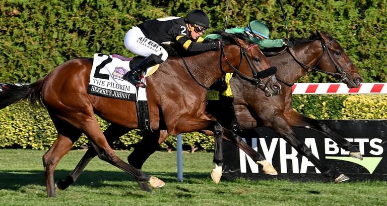 Bottas inside winning the 2025 Pilgrim, NYRA Photo